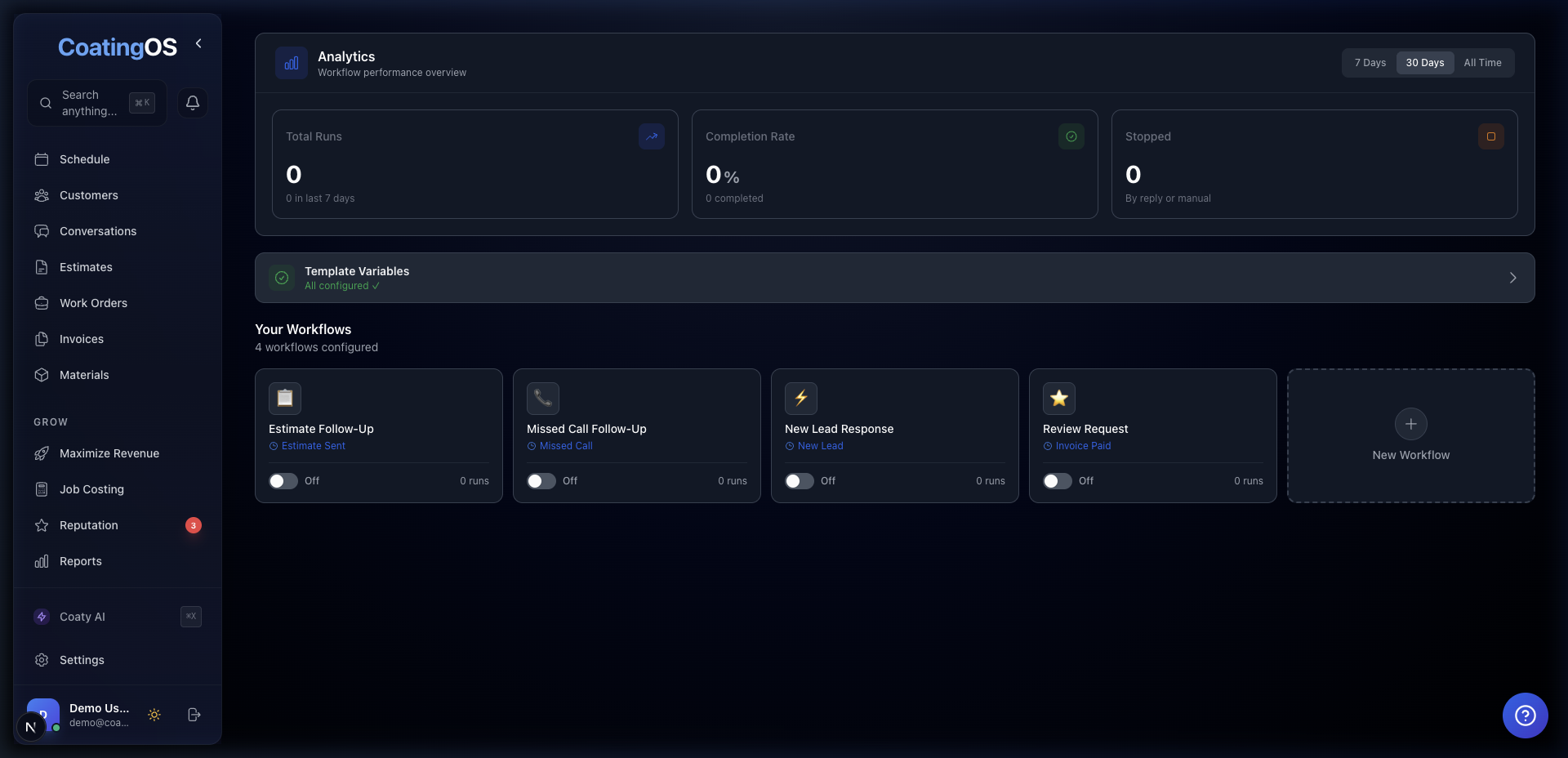 CoatingOS Workflow Automations